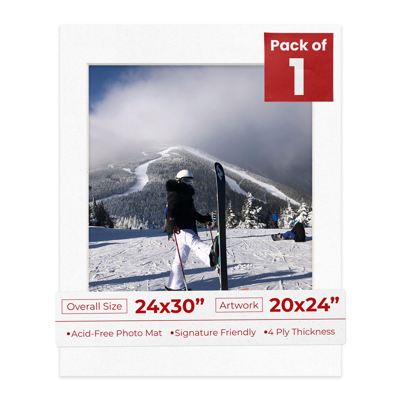 White with Black Core Mat Board for 24x30 Frames - Fits 20x24 Photos